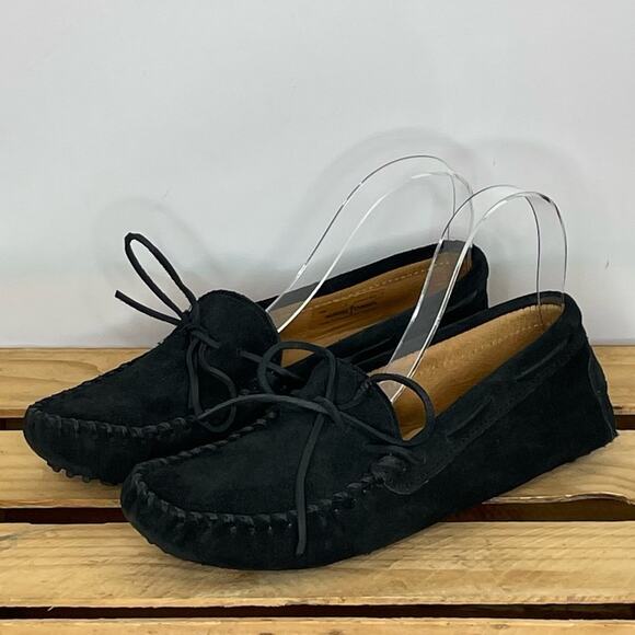 Minnetonka Black Suede Loafers - Picture 1 of 10